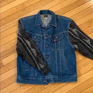 Lee medium wash denim jacket with sweater sleeves